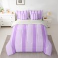 thumbnail image 3 of Castle Fairy Geometric Thin Vertical Stripe 7-Piece Twin Bedding,Mid Century Wide Band Bedding Comforter Set,Lavender White,Reversible, 3 of 7