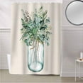 thumbnail image 5 of Fabric Shower Curtain, Summer Vintage Green Flowers with Leaves Beige Shower Curtains with 12 Hooks Waterproof Machine Washable Bath Curtains for Bathroom,72 x 96in, 5 of 6