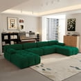 thumbnail image 3 of Magic Home 138.6" Modular Sectional Sofa with Movable Ottomans, Modern Flannel Fabric Deep Seat U-Shaped Cloud Couches Green Couch for Living Room, Apartment, Office, 6-Seat, Green, 3 of 12