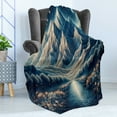 thumbnail image 3 of Ambesonne Abstract Mountains Fleece Throw Blanket Dreamy Night 60"x80" Night Blue and Coconut, 3 of 5