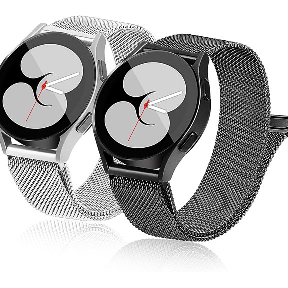 2 Packs Soft Metal Milanese Samsung Watch 4/5 Band, Mesh Loop 20mm Super Breathable & Comfortable band, Compatible with Samsung Galaxy Watch 5/Watch 5 Pro/Galaxy Watch 4/Active 2/ Watch 3 41mm