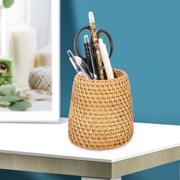 Greenadscape Organizador De Escritorio En Ratán Marrón Para Bolígrafos Con Estilo Pastoral Y Resistente