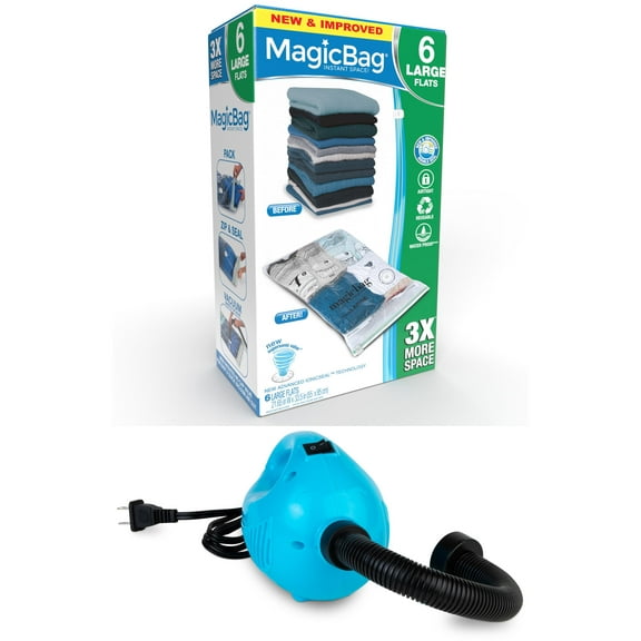 MagicBag Space Saver Storage Flat Large 6pk   MagicBag Vacuum Pump