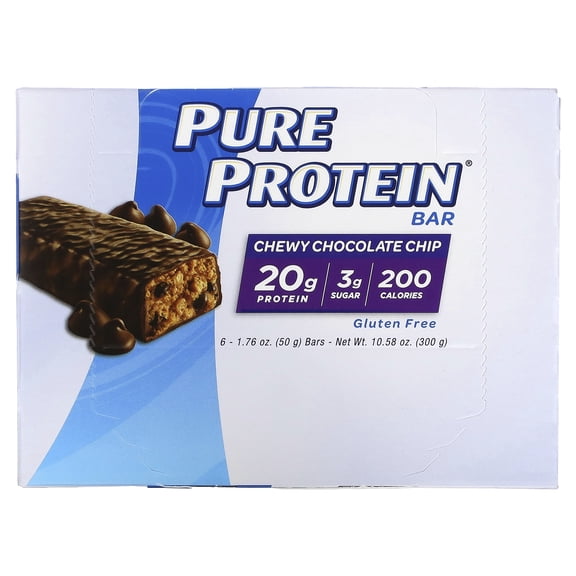 Pure Protein Bar, Chewy Chocolate Chip, 20g Protein, 6 Ct