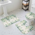thumbnail image 3 of Sage Green Eucalyptus Leaf Bathroom Rugs Set Spring Summer Botanical Retro Non Slip Absorbent Soft Bath Mats 3 Piece Set with Bathroom Rug, U-Shaped Floor Mat, Toilet Seat Cover Small Size, 3 of 9