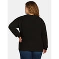 thumbnail image 4 of Time and Tru Women's and Women's Plus Waffle Stitch Sweater with Long Sleeves, Midweight, Sizes XS-4X, 4 of 5