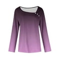 thumbnail image 3 of yievot Long Sleeve Shirts for Women Fall Dressy Blouses Asymmetric Square Neck Tunic Tops Buttons Trendy Clothes, 3 of 5