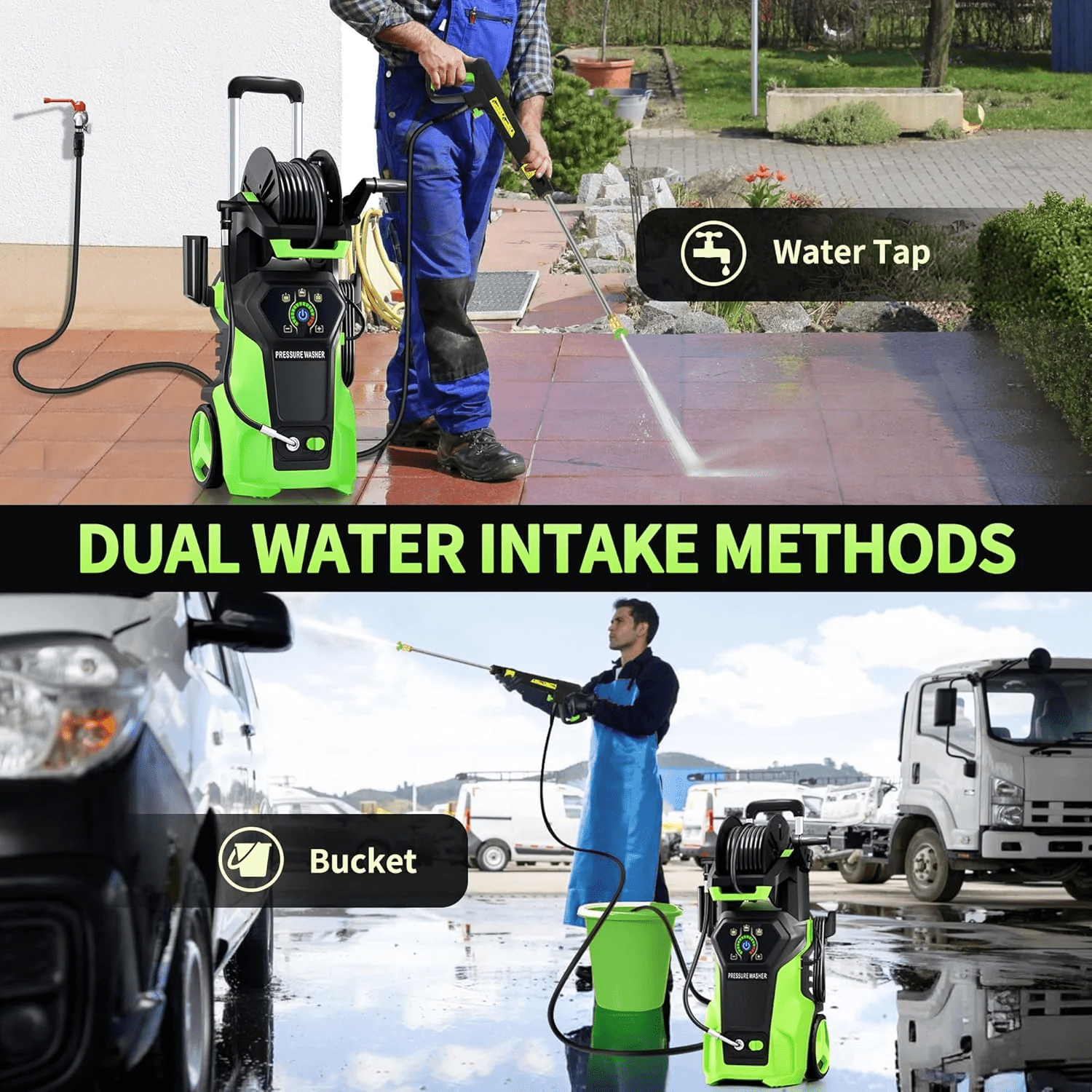 Fenbeli Electric Pressure Washer 5000 PSI Max 3.2 GPM, Adjustable Pressure Control Panel, 4 Quick-Connect Nozzles & Foam Cannon Power Washer for Car Driveway Patio Home Cleaning