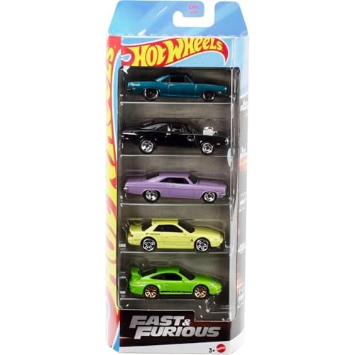Mattel Hot Wheels Vehicles 5-PACK - FAST & FURIOUS (Charger, Impala, Porsche GT3, Silvia  1)