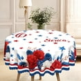 thumbnail image 4 of Round Polyester Tablecloth, Waterproof Stain Resistant Reusable Washable Table Cover for Independence Day Party, Multicolor, 152 cm, 4 of 6