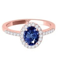 thumbnail image 2 of Rings for Women 1.05 Carat Diamond and Oval Shaped Sapphire Ring prong 10K Rose Gold, 2 of 5