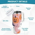 thumbnail image 2 of Yayeee 40oz Stainless Steel Tumbler with Straw and Handle Double-Wall Insulated Travel Water Bottle, Cartoon Halloween Ghosts, 2 of 8