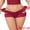 Red, variant on Women's Wide Lace Trim Thong V-Cut Ice Silk Mid Rise T-Back Underwear S Black