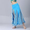 thumbnail image 6 of QATAINLAV Belly Dance Skirt for Women Mesh Side Split Long Skirts Sequin Mermaid Bodycon Wrap Hip Skirt Blue, 6 of 6