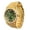 Gold, Green, variant on Men's Arabic Numeral Dial Gold Plated Nugget Band Hip Hop Watch Blue Face Iced Flooded Out Arab Numbers 8"