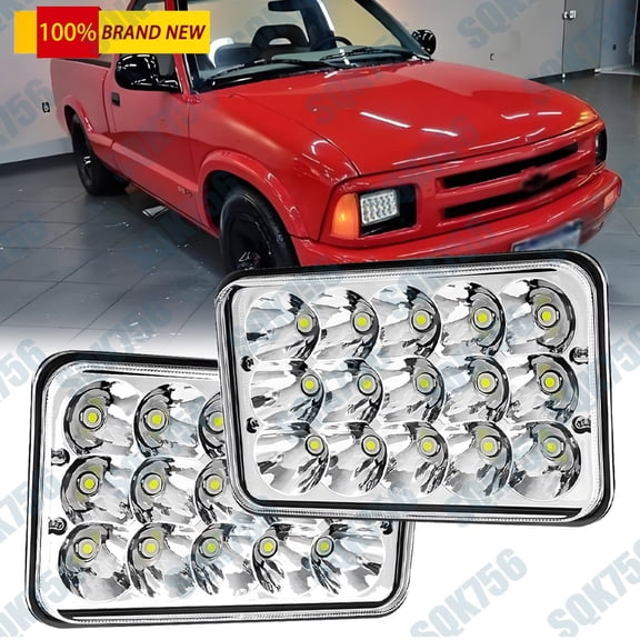 for Chevy S10 1994 1995 1996 1997 Truck 2pc 90W 4x6 inch LED Hi-Lo DRL Headlight