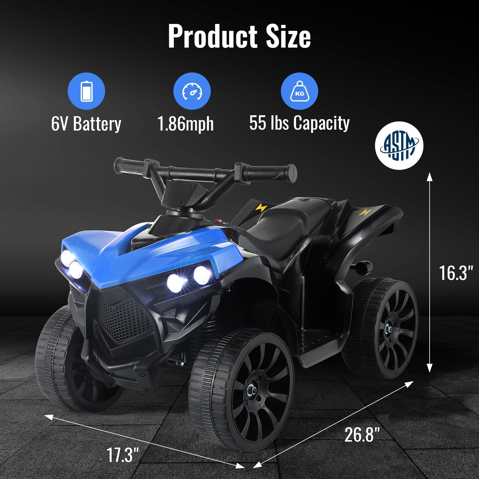 Arlopu Kids Ride-on ATV, Toddler Ride On Car Toy, Electric Motorcycle with 4 Wheels, Headlights & Music