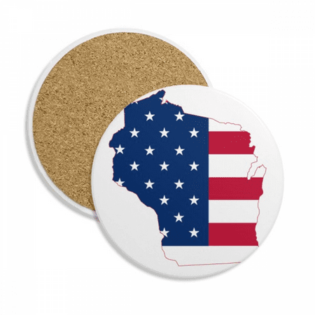 

Wisconsin America Map Stars Stripes Flag Shape Coaster Cup Mug Tabletop Protection Absorbent Stone