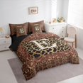 thumbnail image 3 of jejeloiu Ancient Damask Jacquard 7pcs Bedding Comforter Set,First Letter E Queen Bedding Sets For Leopard Lover Reversible, 3 of 8