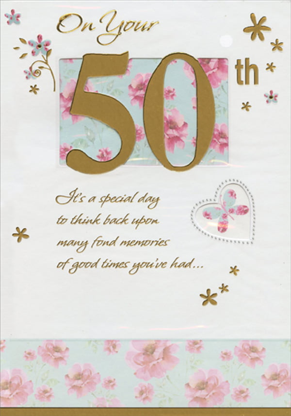 Pretty 50 Card with lovely words. To a Wonderful Daughter on Your 50th Birthday
