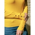 thumbnail image 4 of Doublju Women's Round Neck Long Sleeve Soft Knit Pullover Sweater with Sleeve Buttons, 4 of 4