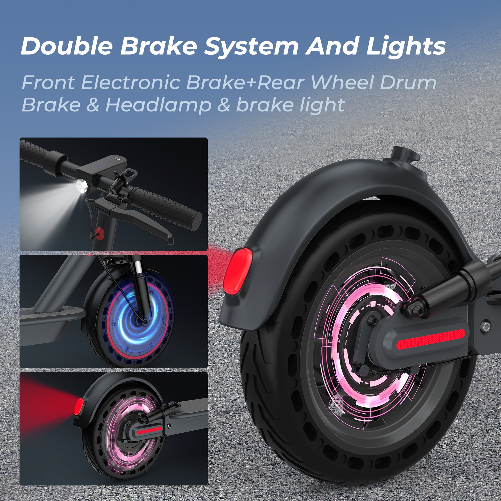 AOVOPRO TMAX 500W 10' Foldable Electric Scooter, 21 mph Top Speed with Dual Braking System and Shock Absorption UL2272