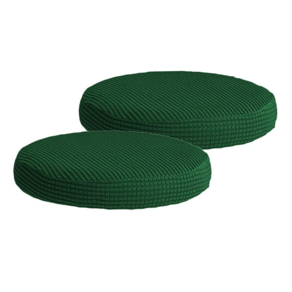 2Pcs Luxury Round Bar Stool Cushion Covers with Elastic Dust Slipcover Dark Green