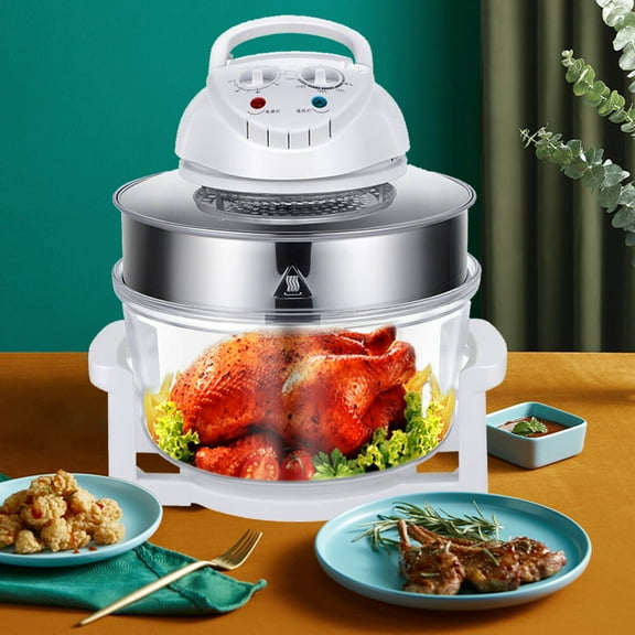 17L Air Fryer Glass Infrared Convection Oven Roaster Glass 360 Heating Cooker 110V-120V 1200W-1400W 15.35*12.99in for Home Kitchens, Restaurants, Family Gatherings