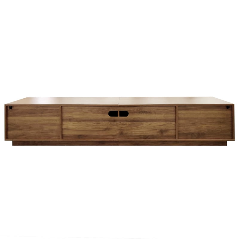 TV Stand Table for TVs Up to 85-in, Media Console Entertainment Center with Rattan Doors, Two Drawers and Open Shelving