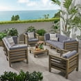 thumbnail image 2 of Frankie Outdoor 8 Seater Acacia Wood Sofa and Club Chair Set, Gray and Dark Gray, 2 of 14