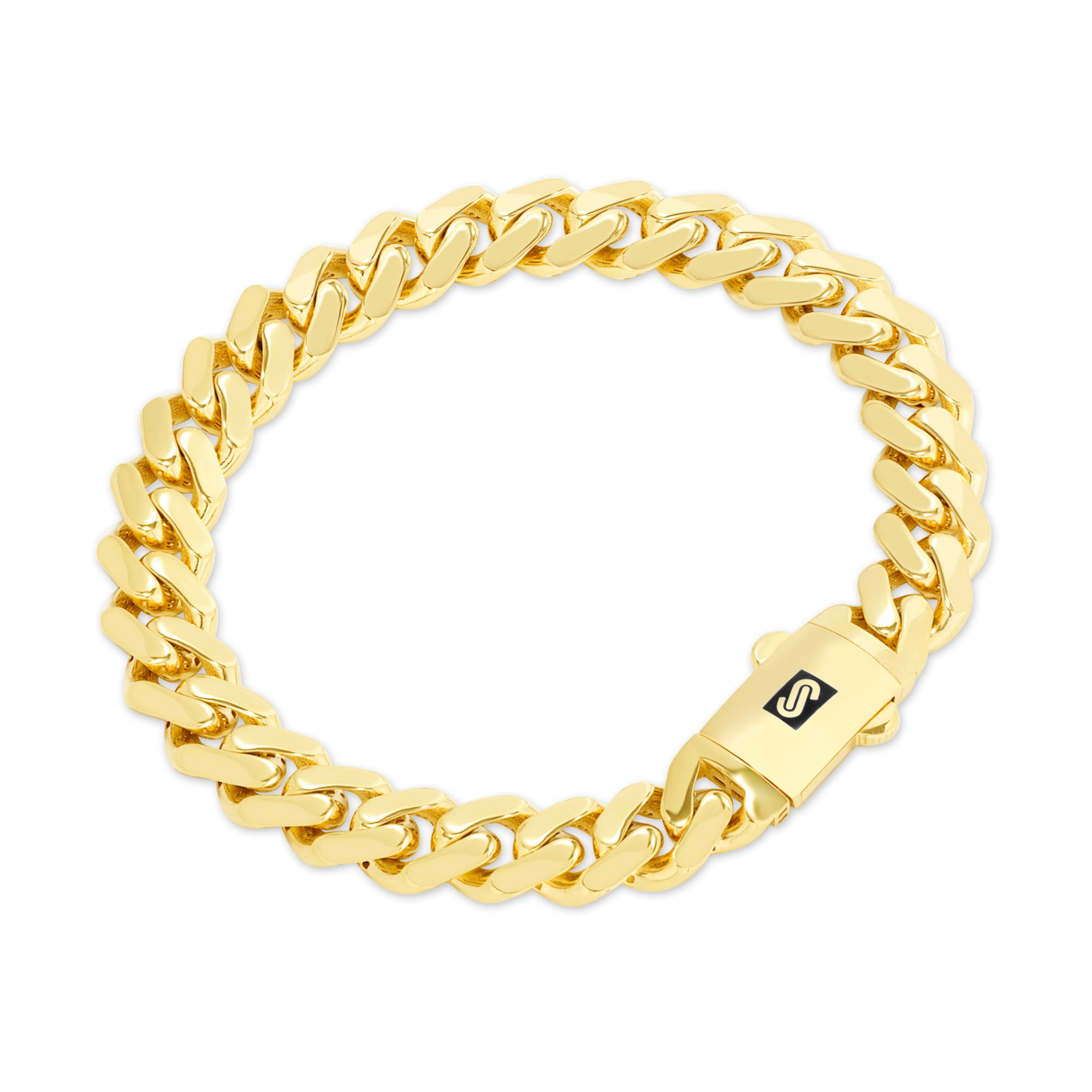 7.5mm with Secure Lobster Lock Clasp Solid 14k Yellow Gold Medical Soft Diamond-Shape Red Enamel Figaro ID Bracelet