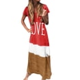 thumbnail image 1 of Birdeem Women Plus Size Daily Tie-Dyed Color Block Loose V Neck Short Sleeve Maxi Dress, 1 of 6