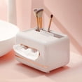 thumbnail image 4 of Elegante caja de pañuelos, organizador de escritorio, contenedor, caja de almacenamiento, soporte para teléfono móvil, quatre en un, servilletero para sala blanco BLESIY Estuche de tejido, 4 of 8