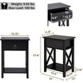 thumbnail image 2 of GHooa Night Stand Bedside Table with Drawer Wooden Side Tables Bedroom Night Stands Small Nightstand End Table with Drawer and Shelf Ideal for Small Spaces Bed Side Table/Night Stand - Black, 2 of 9