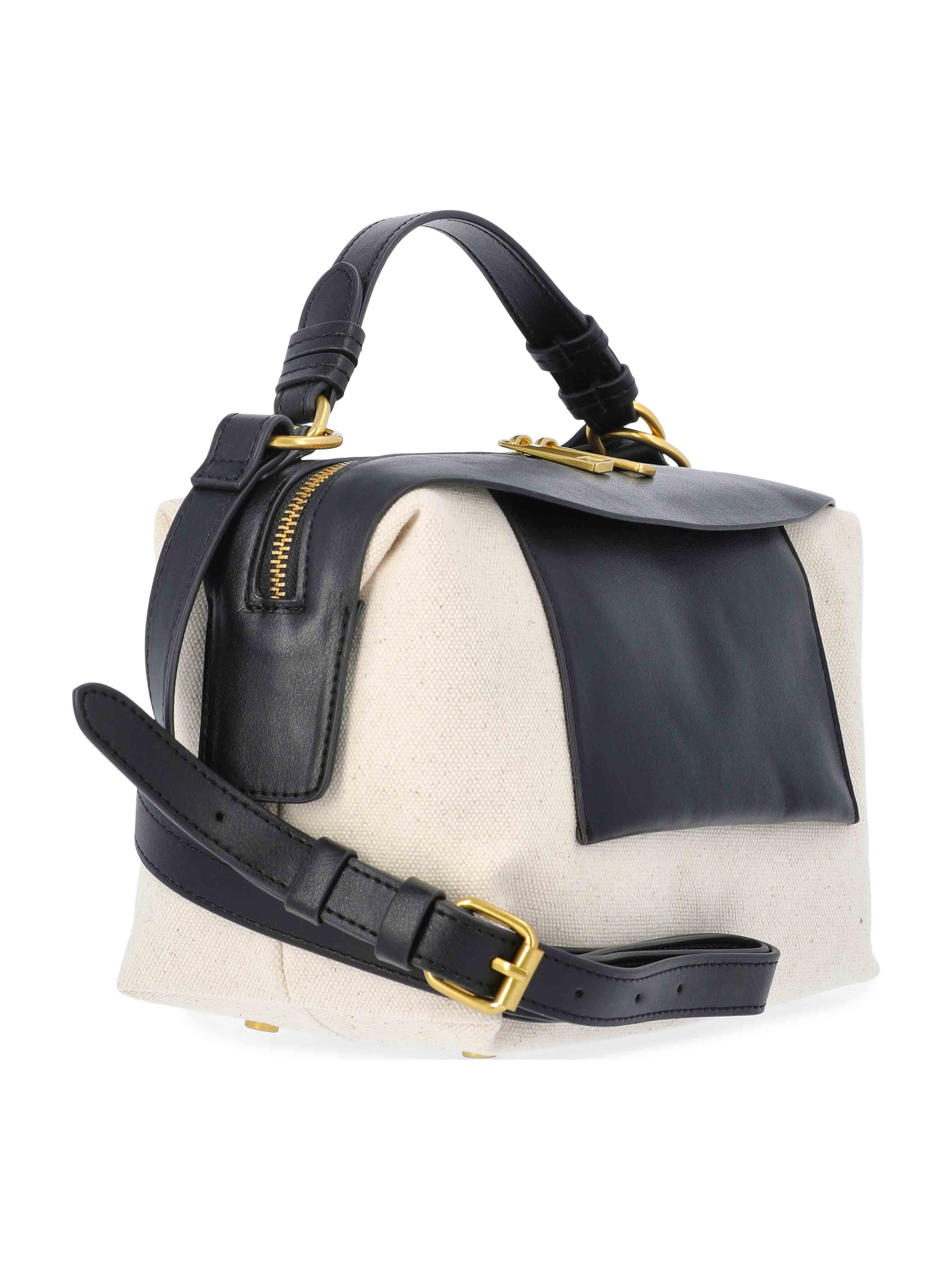 Free Assembly Women's Canvas Crossbody Handbag, Natural/Black