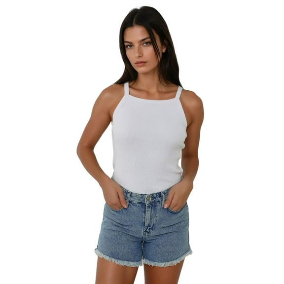 Halter Neck Fitted Basic Tank Top