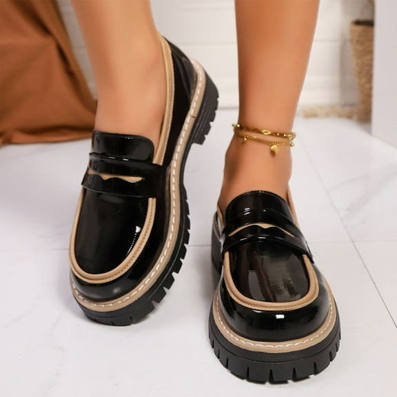 Tawop Womens Shoes Womens Dress Shoes Work Shoes Casual Loafers Round Toe Black 5.5