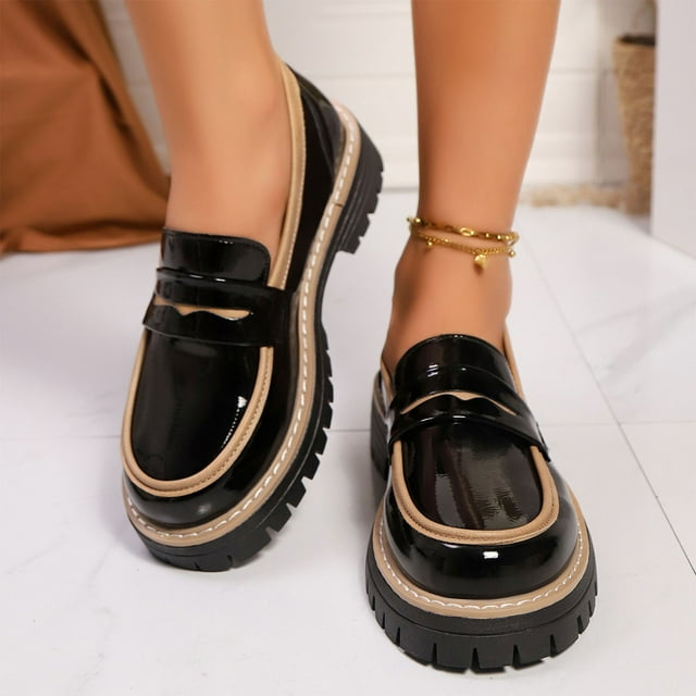 Tranfacy Chaussures pour Femmes, Chaussures d'Automne, Mocassins Décontractés de Mode pour Femmes pour le Printemps et l'Été à Bout Rond, à Décolleté Peu Profond, Polyvalents