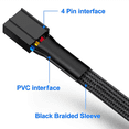 thumbnail image 3 of 8x PWM Fan Hub Splitter, 4 Pin Black Sleeved 5 Way PC CPU Cooling Case Fan Extension Splitter Adapter Cable 40cm, 3 of 7