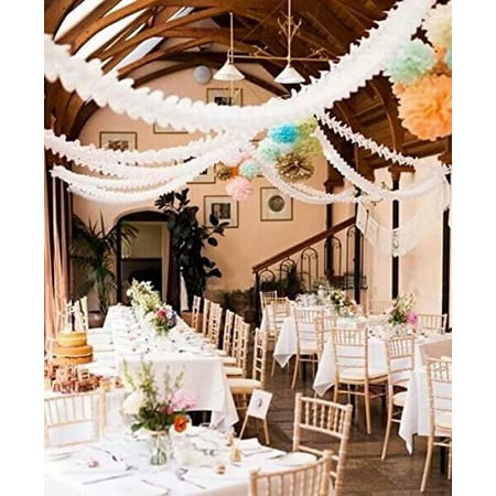 Hanging Garland Four Leaf Tissue Paper Flower Garland Reusable Party Streamers For Party Wedding Decorations 11 81 Feet 3 6m Each Pack Of 6 White