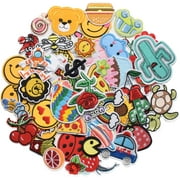 60pcs Random Assorted Styles Embroidered Patches, Bright Vivid Colors, Sew On/Iron On Patch Applique for Clothes, Dress, Hat, Jeans, DIY Accessories