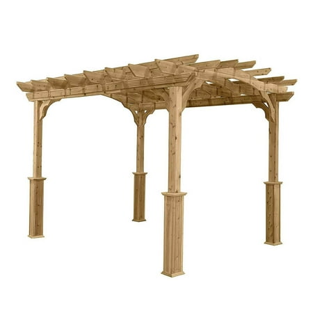 Suncast PA1012 10 x 12 Foot Square Cedar Wood Backyard Garden Patio Pergola Kit