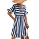 thumbnail image 1 of Casual Dress Striped Dress Fashionable Casual A Line Ruffle Short Sleeve Striped Print Casual Flowy Midi Dress Navy Blue L ANGGREK Otros, 1 of 6
