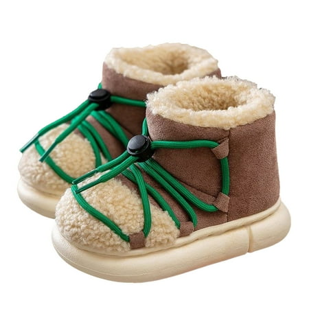 

GEZHEN Boys Girls Thick Fur Shoes Flat Heel Casual Home Cotton Slippers Boots Childrens Shoes Winter Thick Furry Shoes Flat Heel Casual Home Cotton Slippers Snow Boots