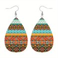 thumbnail image 1 of Bohemian Pattern Leather Earring Teardrop PU Dangle Party Earrings For Women Girls, 1 of 5