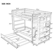 Harper & Bright Designs Twin Over Twin Bunk Bed with Trundle and Stairs, Wood Kids Bunk Beds with Storage Drawers and Guardrail for Teens Adults, Espresso