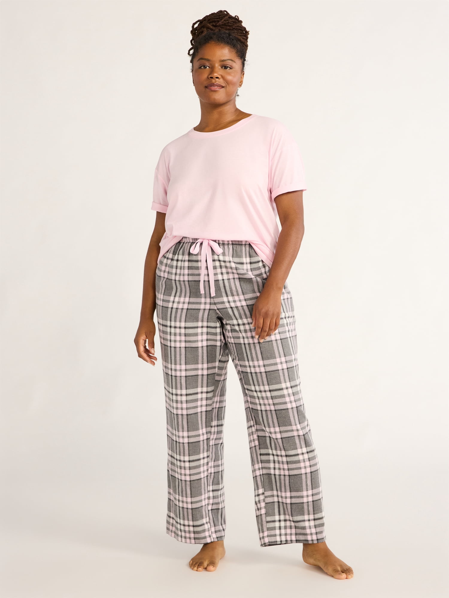 Joyspun Women's Flannel Sleep Pants, 30” Inseam, Sizes XS-3X