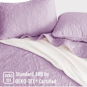 Exclusivo Mezcla Oversized King Quilt Bedding Set, Lightweight Vintage California Cal King Size Quilts with Pillow Shams, Soft Bedspreads Coverlets for All Seasons (112x104, Lilac)
