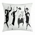 thumbnail image 1 of Retirement Party Throw Pillow Cushion Cover, Cartoon Elderly Couples Dancing Swing in Old Fashion Style Clothes, Decorative Square Accent Pillow Case, 16 X 16 Inches, Black and White, by Ambesonne, 1 of 2