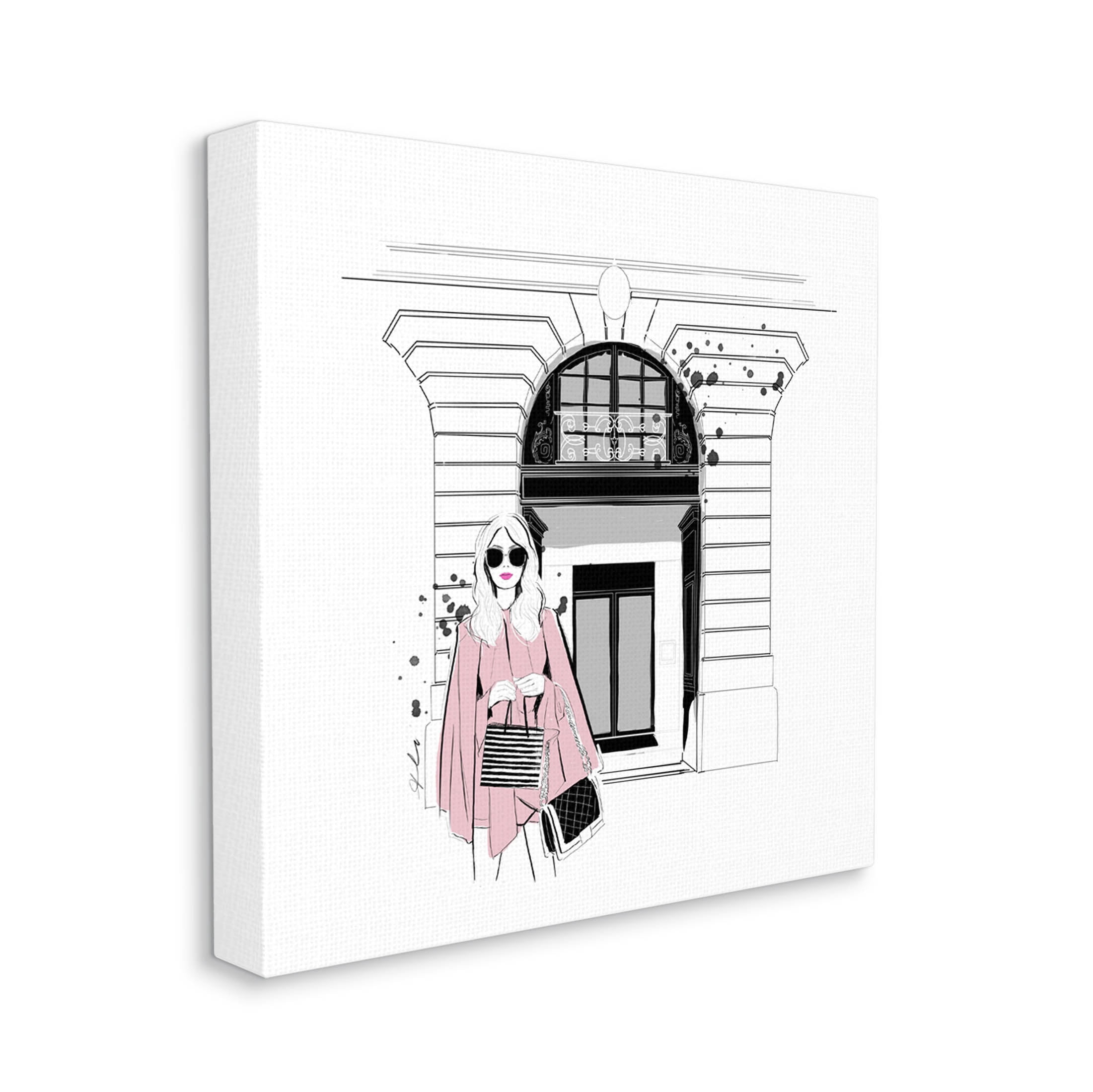 Stupell Industries Fashion Girl Town Storefront Graphic Art Gallery Wrapped Canvas Print Wall Art, Design by Alison Petrie
